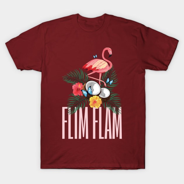 Tropical Flamingo Flimflam T-Shirt by Eva Wolf